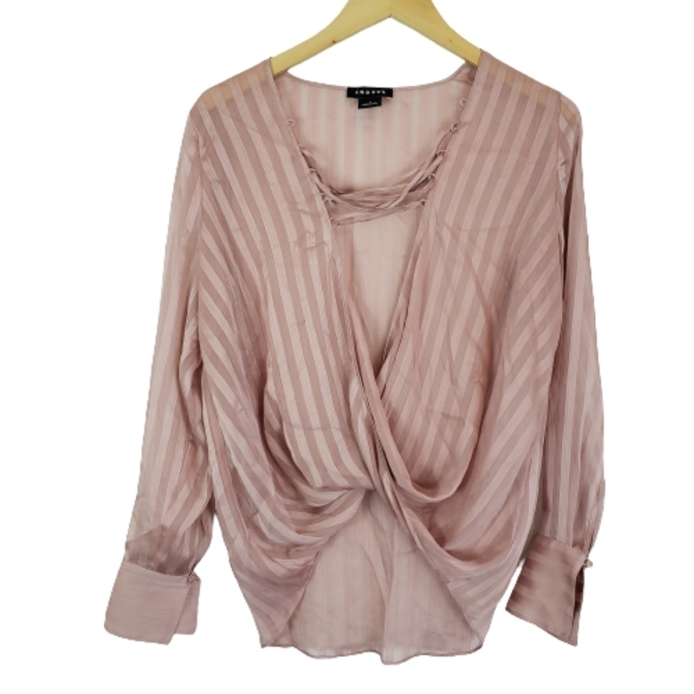 Trouve front draped long sleeve top